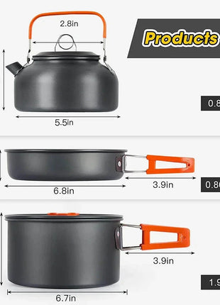 Camping Cooking Set - Outdoor Cookware & Picnic Tableware | Non-Stick Pots & Teapot Stone's Store