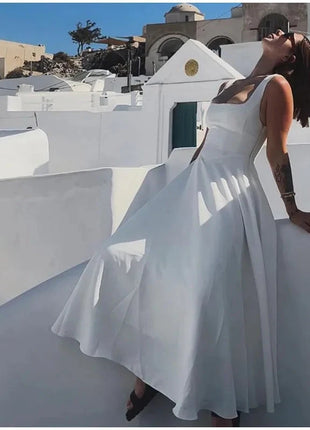 Fashion Solid Long Denim Vestidos Women Sleeveless OffShoulder Lace Up Backless Square Neck Jeans Dresses 2025 Chic Street Wear PfotenSpaß