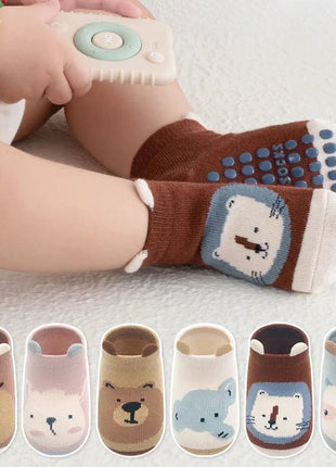 6 Pairs Kids Cotton Socks Non-slip Boys and Girls Cute Cartoon Animal Patterned Comfy Breathable Baby Floor Socks Stone's Store