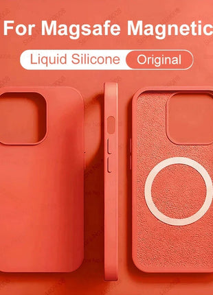 For Magsafe Original Magnetic Cases For iPhone 15 14 13 12 11 Pro Max Plus Wireless Charge Case Liquid Silicone Cover Accessory GRATUIT 3C Accessories Store