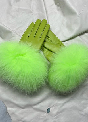 Women's Genuine Sheepskin Leather Gloves Warmth way Store