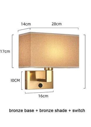 Minimalist Wall Sconces with Rectangle Fabric Shade - USB Wall Lights Guwai Lighting Store