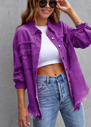 Raw-Edges Denim Jacket | Casual Women’s Outerwear for Spring & Autumn 🌼 PEPE 's Hoodie Sportswear Store