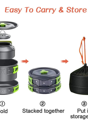 Camping Cooking Set - Outdoor Cookware & Picnic Tableware | Non-Stick Pots & Teapot Stone's Store