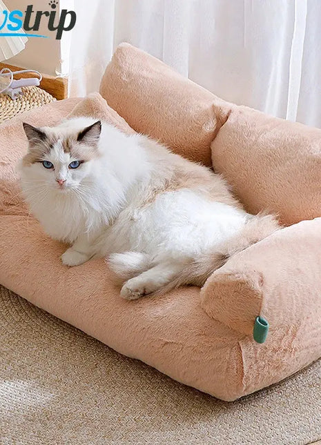 Luxury Cat Bed Sofa Winter Warm Cat Nest Pet Bed for Small Medium Dogs Cats Comfortable Plush Puppy Bed Pet Supplies Dropshipman