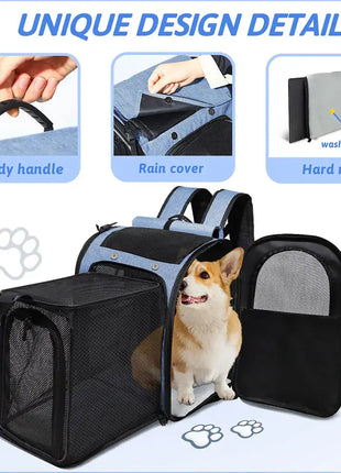 Pet Backpack Expandable Foldable Cat Carrier for Small Medium Dog and Cat Transport Dog Bag Large Space Pets Carrier with Zipper Dropshipman