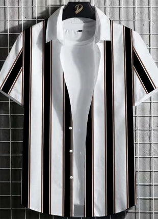 Stripe Men's Shirt Flower 3d Print Shirt Casual Short-sleeved Tops Beach Party Shirts Man Hawaiian Shirt Male Clothes Loose Super Shirt Store