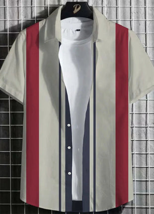 Stripe Men's Shirt Flower 3d Print Shirt Casual Short-sleeved Tops Beach Party Shirts Man Hawaiian Shirt Male Clothes Loose Super Shirt Store