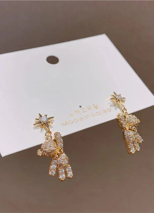 Cartoon Bear Pendant Zircon Earrings Niche Design All-Match Earrings Graceful and Fashionable Wholesale and Retail Shop1100214136 Store