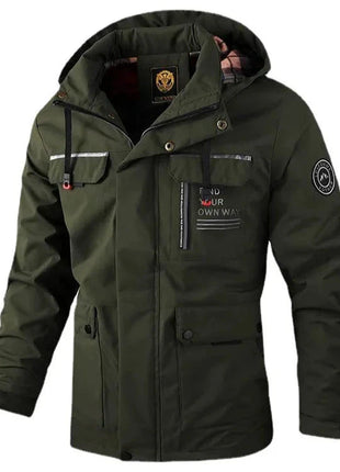 Men's Casual Hooded Jacket Parka Autumn And Winter Warm Solid Color Windproof Coat Outdoor Clothes With Multiple Pockets Wowotelong Store