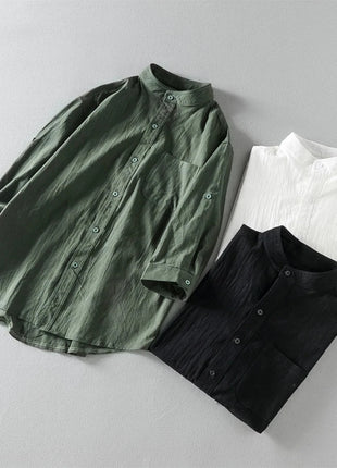 Men's Stand Collar Shirt – Mid-Length Sleeves Lincici Store