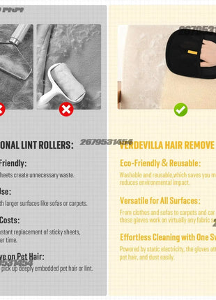 Animal Hair Remover Glove Pet Anti-static Removal Household Sofa Clothes Brush Double-sided Adhesive Hair Cat and Dog Hair Care Dropshipman