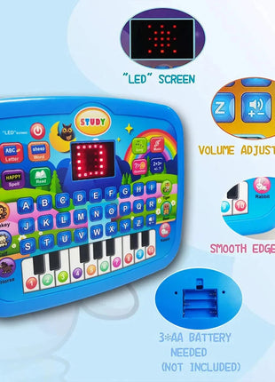 Kids’ Education Tablet Toy, Age 3+ Literacy Math Music Learning, Doubles as Electronic Keyboard, Birthday Christmas Gift TOYMAX Store