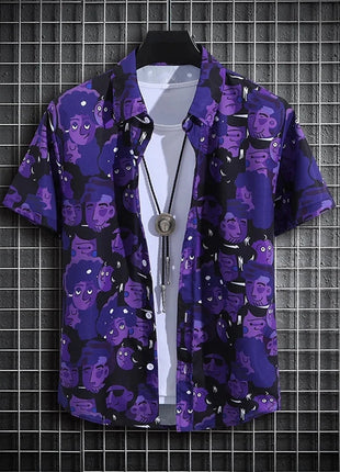 Stripe Men's Shirt Flower 3d Print Shirt Casual Short-sleeved Tops Beach Party Shirts Man Hawaiian Shirt Male Clothes Loose Super Shirt Store