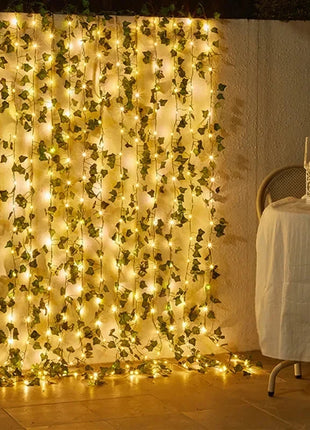 Flower Green Leaf String Lights Artificial Vine Fairy Lights Battery Powered Christmas Tree Garland Light for Weeding Home Decor HOUHOM Official Store