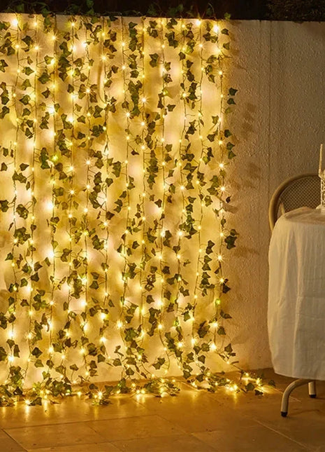 Flower Green Leaf String Lights Artificial Vine Fairy Lights Battery Powered Christmas Tree Garland Light for Weeding Home Decor HOUHOM Official Store