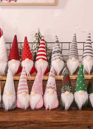 3pcs Christmas Gnomes Plush Santa Doll Knitted Fabric Xmas Tree Hanging Ornaments Gonk Dwarf Elf Decoration Gifts New Year