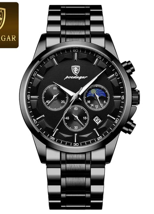 POEDAGAR Men Quartz Watch Luxury Sports Waterproof Chronograph Luminous Date Man Wristwatch Business Leather Men's Watches Clock Stone's Store