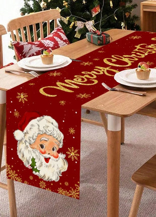Santa Claus Christmas Table Runner Christmas Decorations For Home 2025 Xmas Table Flag Navidad Noel Gifts New Year Tablecloth