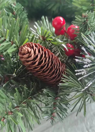 20-60cm LED Christmas Pinecone Wreath with Red Berries Artificial Xmas Wreath New Year Party DIY Decoration Add Christmas Vibe Shop1102906561MM1 Store