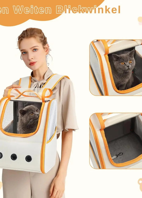 Kono Cat Backpack Foldable Lightweight Stable Pet Backpack for Cats & Dogs Side & Upper Openings Dropshipman