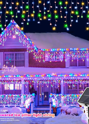 NEW 162/96LED Solar Icicle Outdoor Christmas Lights 8 Modes Waterproof Fairy Lights for Home Party Halloween Holiday Decoration OSIDEN Lighting Store