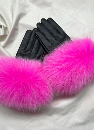 Women's Genuine Sheepskin Leather Gloves Warmth way Store