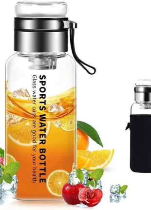 Premium Glass Water Bottle with Strap – Tea & Fruit Infuser, Leakproof, Eco-Friendly Design HuaQiang AE Store