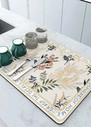 Super Absorbent Large Kitchen Absorbent Mat Antiskid Draining Coffee Dish Drying Mat Quick Dry Bathroom Drain Pad Tableware Mat E-Goods Store