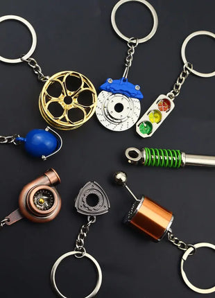 Creative Gear Head Keychain Speed Gearbox Keyring for Car Key Turbo Hub Brake Disc Pendant Shock Absorber Keys Holder Chain Ring