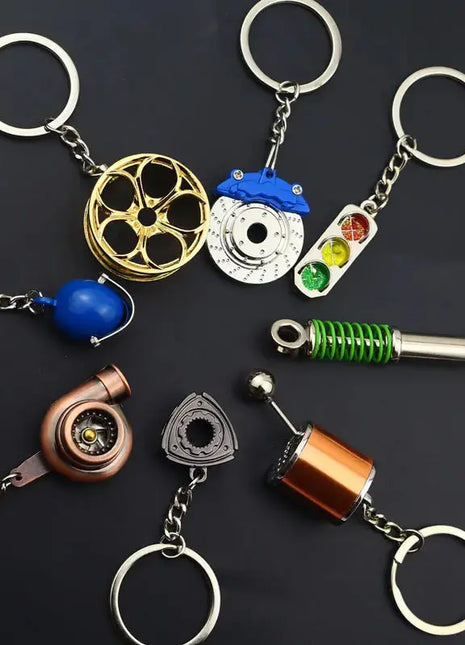 Creative Gear Head Keychain Speed Gearbox Keyring for Car Key Turbo Hub Brake Disc Pendant Shock Absorber Keys Holder Chain Ring Dropshipman