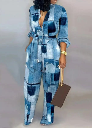 Elegant  Jumpsuit Women Fashion Deep V-neck One Piece Overalls Casual Jumpsuits Streetwear Ms Chuh 02 Store