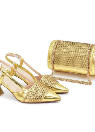 New Design Nigerian Wedding Matching Shoe and Bag Decorated with Rhinestone Wedding Shoes and Bags Set for Women Italian 2025 Italian trend store