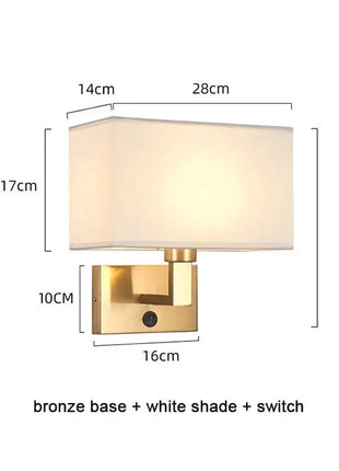 Minimalist Wall Sconces with Rectangle Fabric Shade - USB Wall Lights Guwai Lighting Store