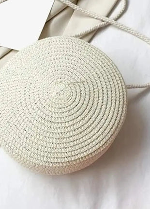 Minimalist Straw Bag Round Crossbody Purse Women Shoulder Vocation Style Handbag Yogodlns Official Store