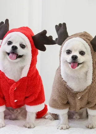 Dog Christmas Clothes Winter Warm Pet Clothes for Small Medium Dogs Elk Santa Claus Dog Cats Coat Hoodies Christmas Dogs Costume Dropshipman