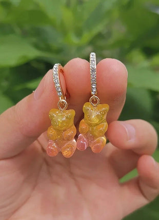 Cartoon Bear Pendant Zircon Earrings Niche Design All-Match Earrings Graceful and Fashionable Wholesale and Retail Shop1100214136 Store