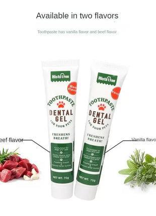 Pet Healthy Edible Toothpaste With Toothbrush Dog Cats Mouth Teeth Cleaning Care Vanilla Beef 2Taste Pet Supplies Accessories Dropshipman