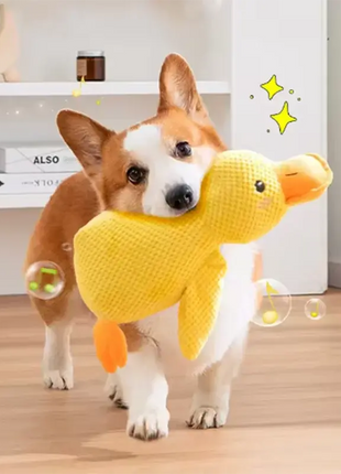 Dog sleeping with a dog hug duck toys to relieve boredom of little yellow duck pet interactive plush doll pet supplies Dropshipman