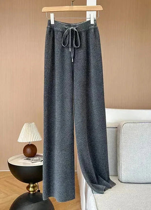 Bxoxo Autumn Casual Wide Leg Pants for Women High Waist Drawstring Soft Warm All Match Pants Korean Solid Simple Straight Trousers New Suli Store