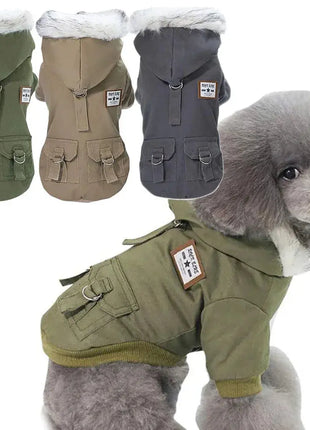Winter Dog Clothes Warm Puppy Jacket Coat for Small Dogs Cats Chihuahua Yorkie Windproof Hoodies Pet Clothing Military Costume Dropshipman