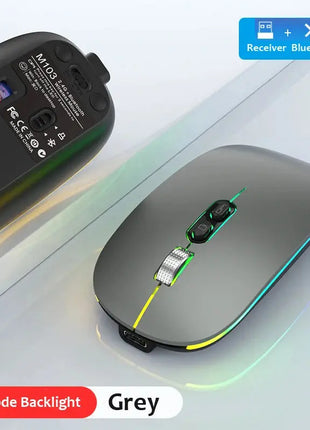 Dual Mode Bluetooth 2.4G Wireless Mouse One-Click Desktop Function Type-C Rechargeable Silent Backlight Mice for Laptop PC New Stone's Store