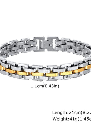 Gents Bracelet for Men Two Tone Stainless Steel Bracelets mprainbow Official Store