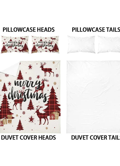 Merry Christmas Reindeer Print Duvet Set Firefly Home Store