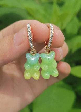 Cartoon Bear Pendant Zircon Earrings Niche Design All-Match Earrings Graceful and Fashionable Wholesale and Retail Shop1100214136 Store