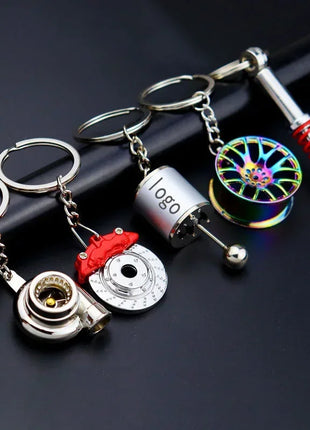 Creative Gear Head Keychain Speed Gearbox Keyring for Car Key Turbo Hub Brake Disc Pendant Shock Absorber Keys Holder Chain Ring