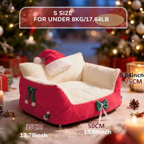 Christmas Cozy Cat Sofa Bed – Warm, Removable & Washable Pet Bed for Cats & Small Dogs daidaidog Store