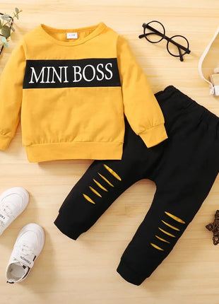 2PCS Newborn Boy Clothes Set Letter Print Long Sleeve Top+Pants Fashion Spring and Autumn Clothes Suits For Infant 0-18 Months PfotenSpaß