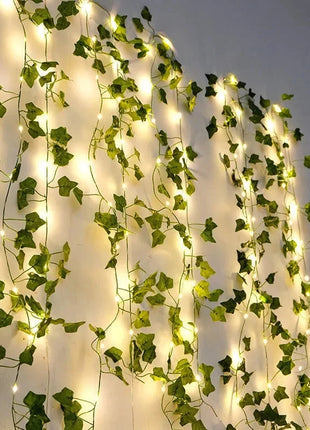 Flower Green Leaf String Lights Artificial Vine Fairy Lights Battery Powered Christmas Tree Garland Light for Weeding Home Decor HOUHOM Official Store