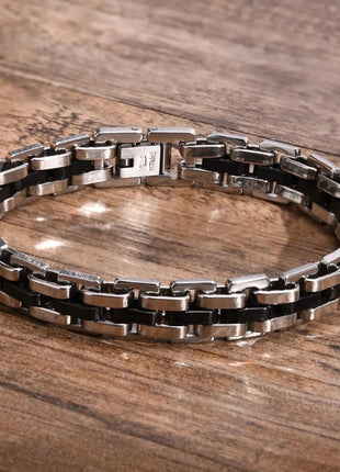 Gents Bracelet for Men Two Tone Stainless Steel Bracelets mprainbow Official Store